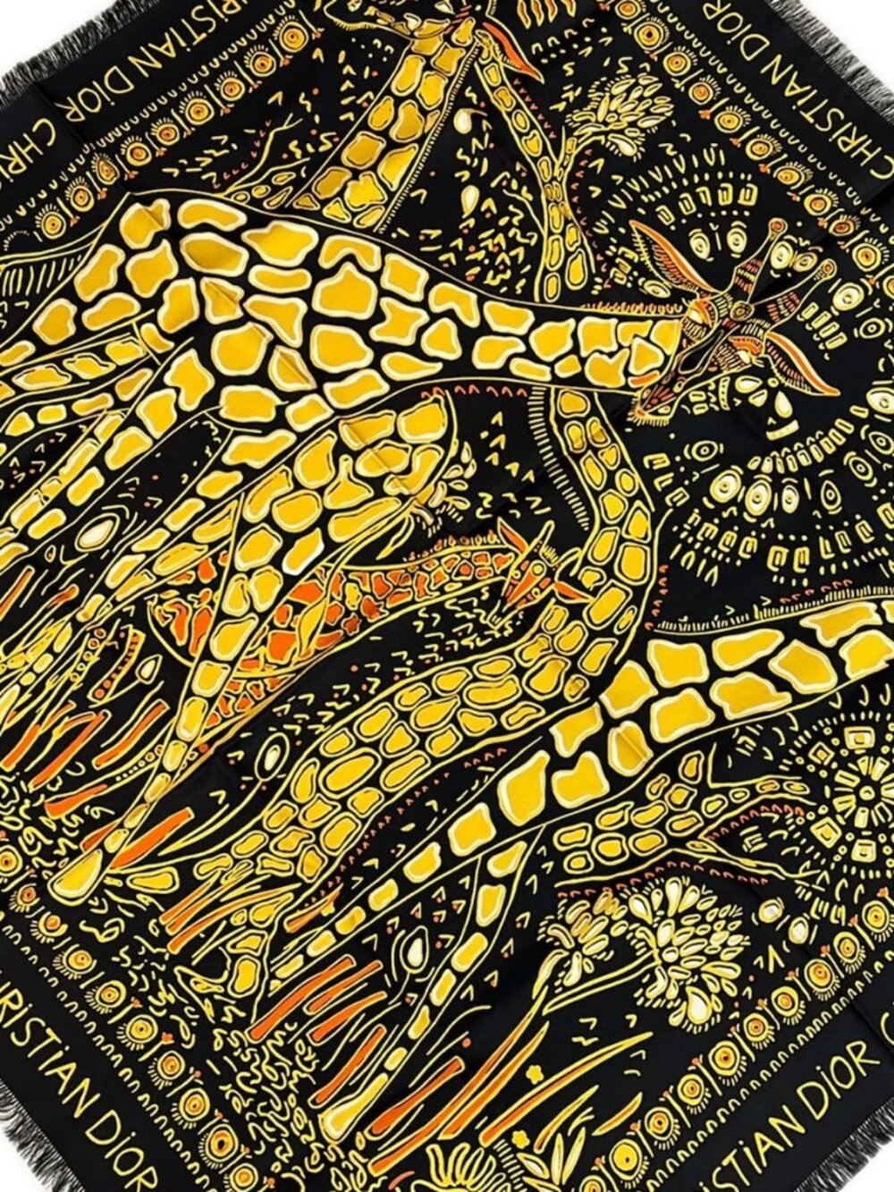 DIOR/ChristianDior Black Dark yellow Multi Scarf